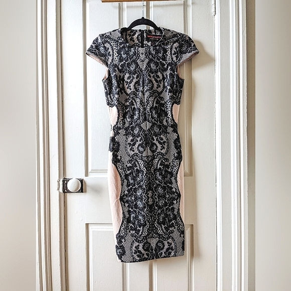 ANTHROPOLOGIE Marc Bower black lace pattern over blush size xs - Picture 1 of 6